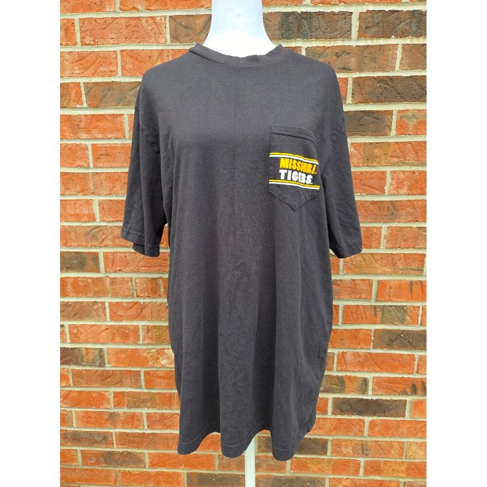Champion Mizzou Missouri Tigers Pocket T-Shirt Mens XL Black Graphic Tee - Picture 1 of 14